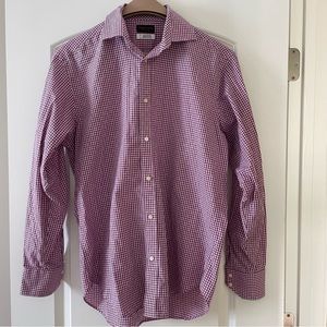 Thomas Dean Men’s Purple Check Button Up Shirt Size M